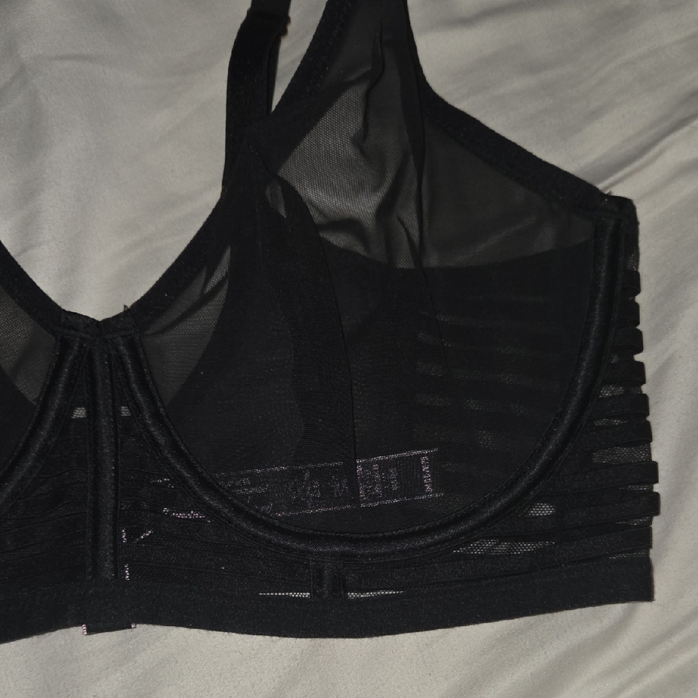 Victoria's Secret Luxe Lingerie Unlined Mesh Full Coverage Plunge Bra Corset - Picture 4 of 8